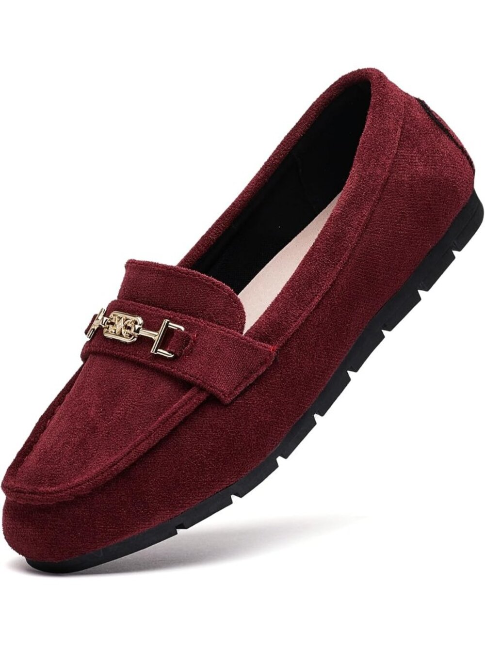 Women's Wine Red Comfort Walking Pull On Leisure Slip On Work Loafer Flat Shoes